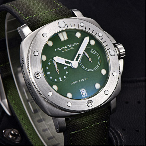 Часы мужские Pagani Design PD-1767 Silver-Green-0